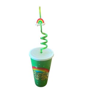 Green ST PATRICKS DAYCup with Rainbow Straw